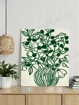 Green Line Art Floral Vase Canvas Wall Art for Living Room Decor – view 2