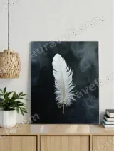 Ethereal White Feather Canvas Wall Art for Living Room Decor – вид 2