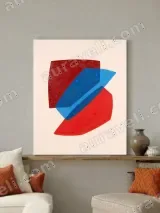 Abstract Geometric Red Blue Canvas Wall Art for Living Room Home Decor – view 4