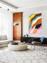 Abstract Color Block Wavy Canvas Wall Art for Living Room Bedroom Decor – вид 5