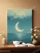 Dreamy Moon & Ocean Night Canvas Wall Art for Bedroom Living Room Decor – view 2