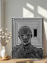 Abstract Optical Illusion Human Figure Canvas Wall Art for Home Decor – вид 4