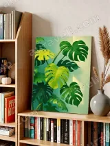 Botanical Monstera Leaves Canvas Wall Art for Living Room Bedroom Home Decor – view 4