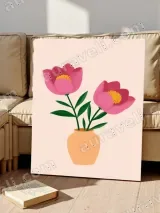 Pink Flowers in Orange Vase Canvas Wall Art for Home Decor – view 4