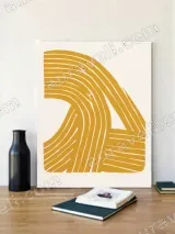 Mustard Yellow Abstract Lines Canvas Wall Art for Living Room Decor