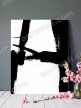 Abstract Black Brushstroke Canvas Wall Art for Living Room Home Decor