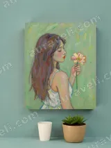 Girl with Flower Impressionist Canvas Wall Art for Bedroom Decor – view 4