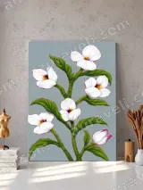 White Flower Botanical Canvas Wall Art for Living Room Home Decor
