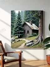 Rustic Forest Cabin Canvas Wall Art for Living Room Bedroom Home Decor – вид 3