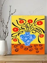 Blue Vase Red Flowers Canvas Wall Art for Living Room Home Decor