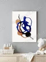 Abstract Blue & Orange Shapes Canvas Wall Art for Living Room Home Decor – view 4