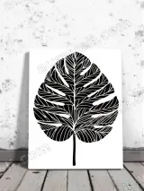 Monstera Leaf Black & White Canvas Wall Art for Home Decor