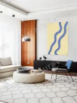 Abstract Wavy Blue Lines Canvas Wall Art for Living Room Home Decor – вид 5
