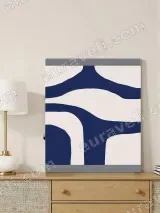 Abstract Navy Blue Curved Canvas Wall Art for Living Room Home Decor – view 4