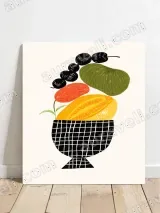 Colorful Fruit Illustration Canvas Wall Art for Living Room Home Decor