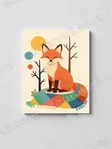 Playful Cartoon Fox Canvas Wall Art for Living Room Home Decor – вид 2