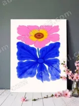 Bold Pink Blue Floral Canvas Wall Art for Living Room Bedroom Home Decor – view 3