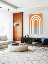 Terracotta Blue Geometric Arch Canvas Wall Art for Living Room Decor – view 5