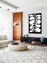 Black & White Botanical Leaf Canvas Wall Art for Living Room Decor – view 5