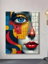 Abstract Geometric Face Canvas Wall Art for Living Room Home Decor – вид 2