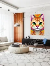 Psychedelic Rainbow Cat Canvas Wall Art for Living Room Bedroom Decor – вид 5
