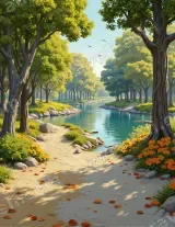 Tranquil River Forest Path Canvas Wall Art for Living Room Home Decor wall art print
