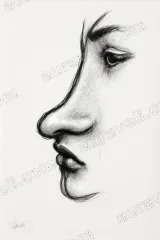 Charcoal Facial Sketch Canvas Wall Art for Living Room Decor wall art print