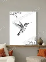 Hummingbird Line Art Canvas Wall Art for Living Room Home Decor – вид 4