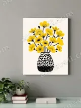 Yellow Floral in Polka Dot Vase Canvas Wall Art for Living Room Home Decor