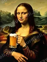 Mona Lisa with Beer Mug Canvas Wall Art for Living Room Home Decor wall art print