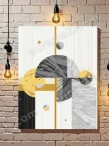 Abstract Geometric Gold & Marble Canvas Wall Art for Living Room Home Decor