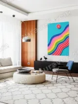Rainbow Wavy Lines Colorful Canvas Wall Art for Living Room Home Decor – view 4
