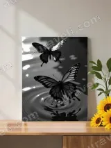 Black Butterfly Water Ripple Canvas Wall Art for Home Decor