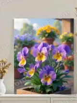 Purple Pansies Floral Canvas Wall Art for Living Room Bedroom Home Decor – вид 3