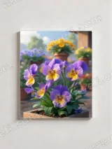 Purple Pansies Floral Canvas Wall Art for Living Room Bedroom Home Decor – вид 2