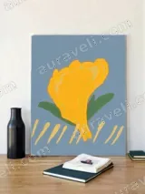 Abstract Yellow Floral Canvas Wall Art for Living Room Decor