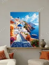 Santorini Coastal Village Canvas Wall Art Mediterranean Home Decor – view 3