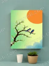 Blue Birds & Blossom Tree Canvas Wall Art for Home Decor