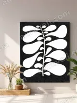 Black & White Abstract Leaf Canvas Wall Art for Living Room Home Decor – view 3