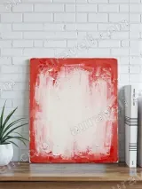 Abstract Red & White Textured Canvas Wall Art for Home Decor