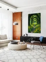 Scenic Tree Tunnel & Yellow Flower Path Canvas Wall Art for Home Decor – вид 5