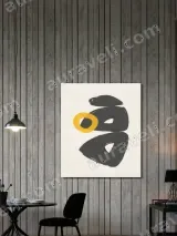 Abstract Black & Yellow Circle Canvas Wall Art for Living Room Home Decor – view 3