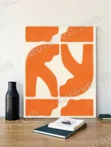 Abstract Orange Geometric Canvas Wall Art for Living Room Home Decor