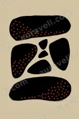 Abstract Black Orange Dots Canvas Wall Art for Living and framed modern home decor