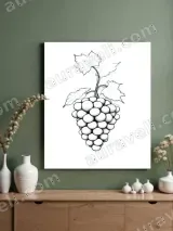Grapes Sketch Line Art Canvas Wall Art for Living Room Home Decor