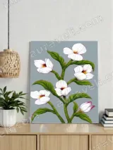 White Flower Botanical Canvas Wall Art for Living Room Home Decor – view 3
