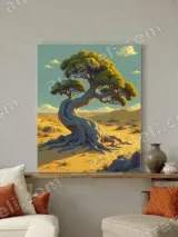 Fantasy Twisted Desert Tree Canvas Wall Art for Living Room Home Decor
