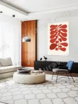 Red Abstract Botanical Canvas Wall Art for Living Room Decor – вид 5