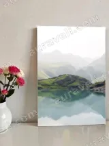 Mountain Lake Reflection Canvas Wall Art Nature Landscape Home Decor – view 2