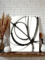 Abstract Black Ink Brushstroke Canvas Wall Art for Home Decor